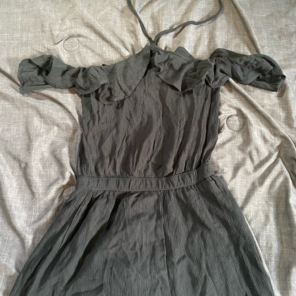 Forever 21 Gray Ruched Puff Sleeve Sundress
